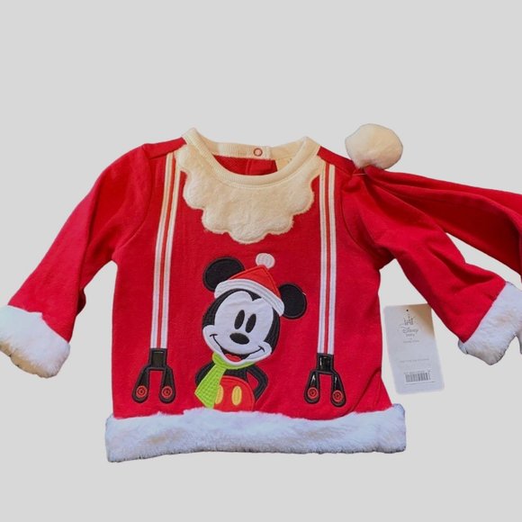 Disney Store Santa Mickey Mouse Holiday Christmas Outfit for Baby 9-12M - Picture 3 of 10